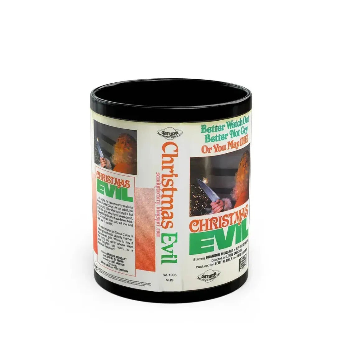 CHRISTMAS EVIL (VHS COVER) - Black Coffee Mug 11oz - Go Mug Yourself