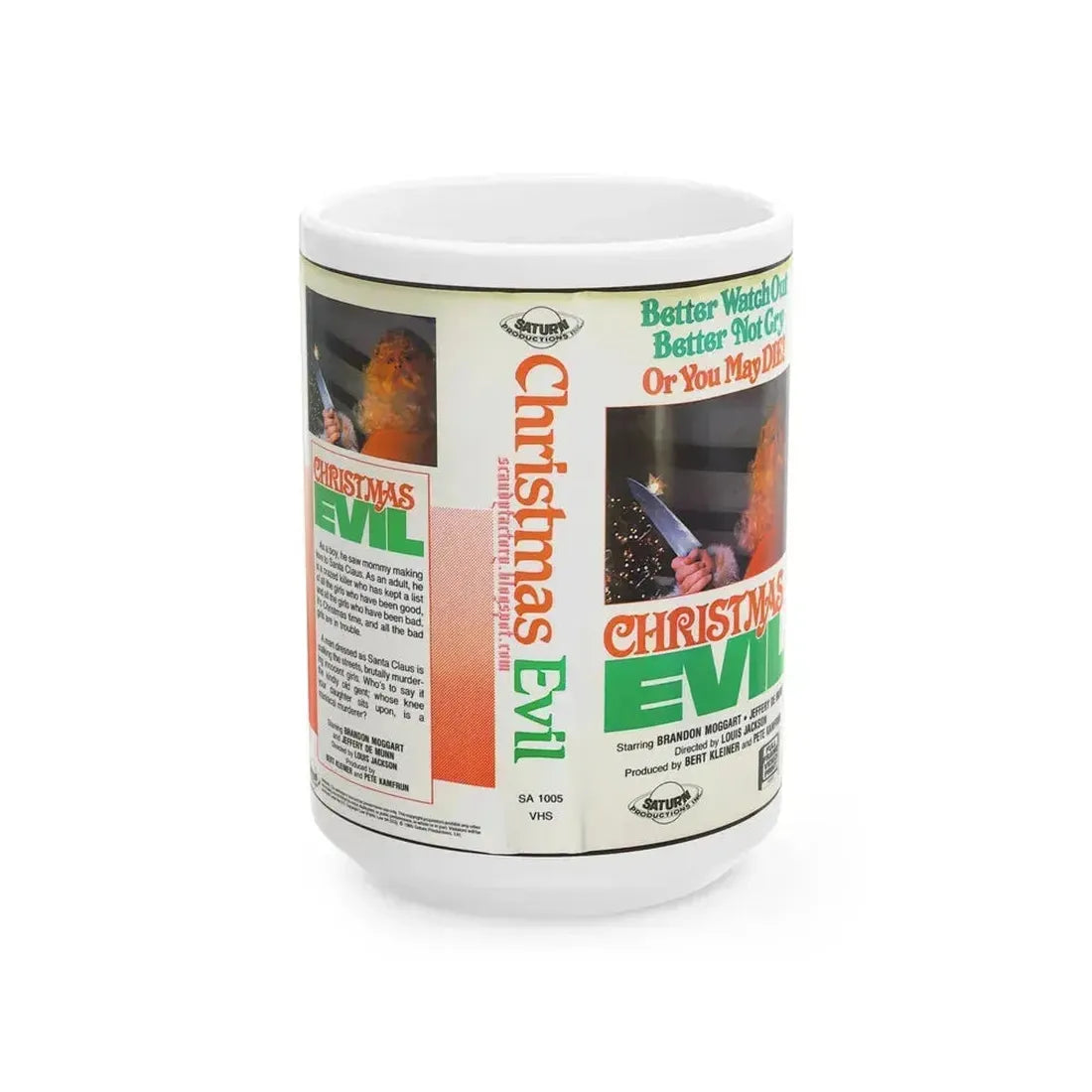 CHRISTMAS EVIL (VHS COVER) - White Coffee Mug 15oz - Go Mug Yourself