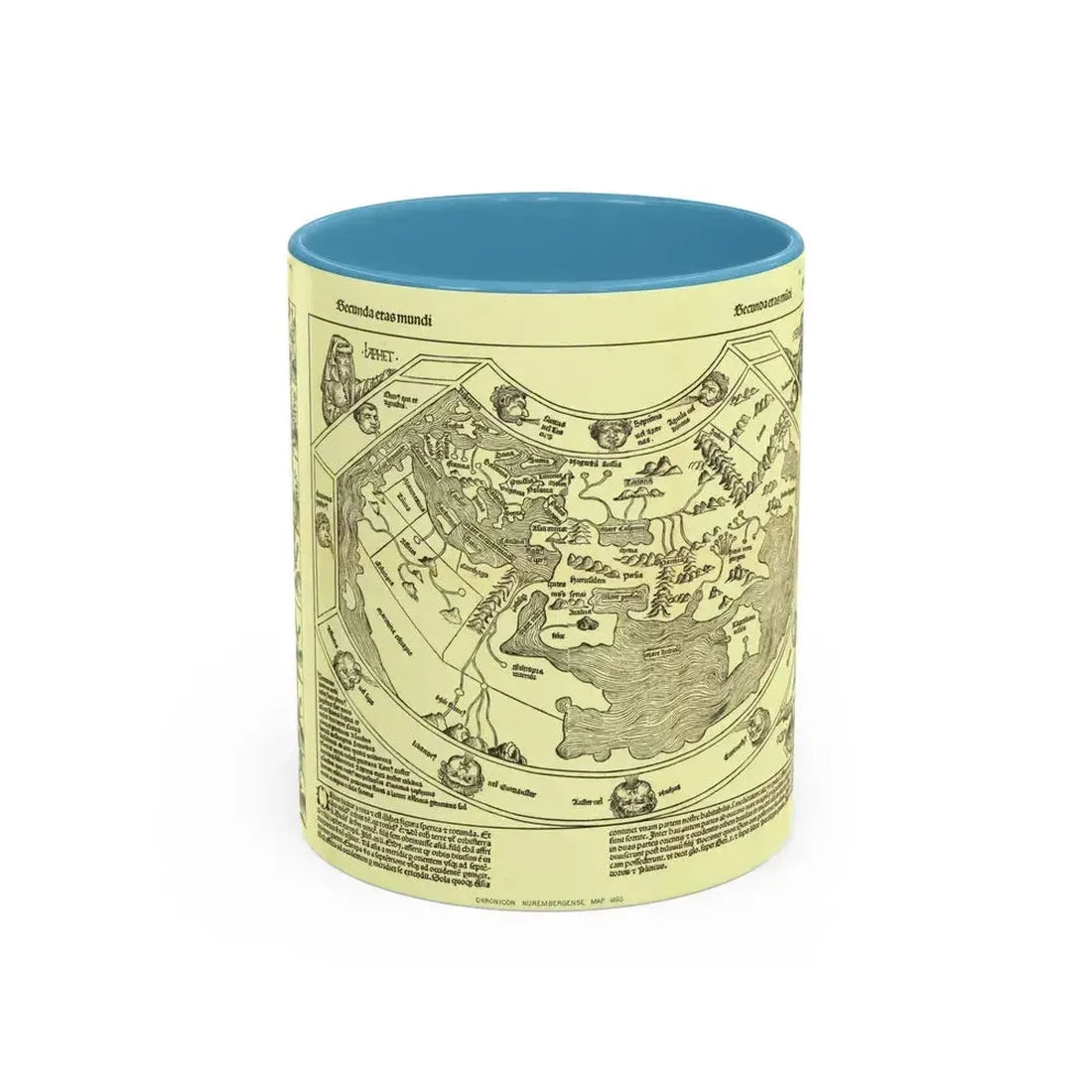 Chronicon Nurembergense Map (1493) (Map) Accent Coffee Mug 11oz Light Blue - Go Mug Yourself