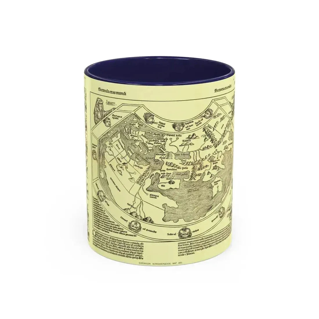 Chronicon Nurembergense Map (1493) (Map) Accent Coffee Mug 11oz Navy - Go Mug Yourself
