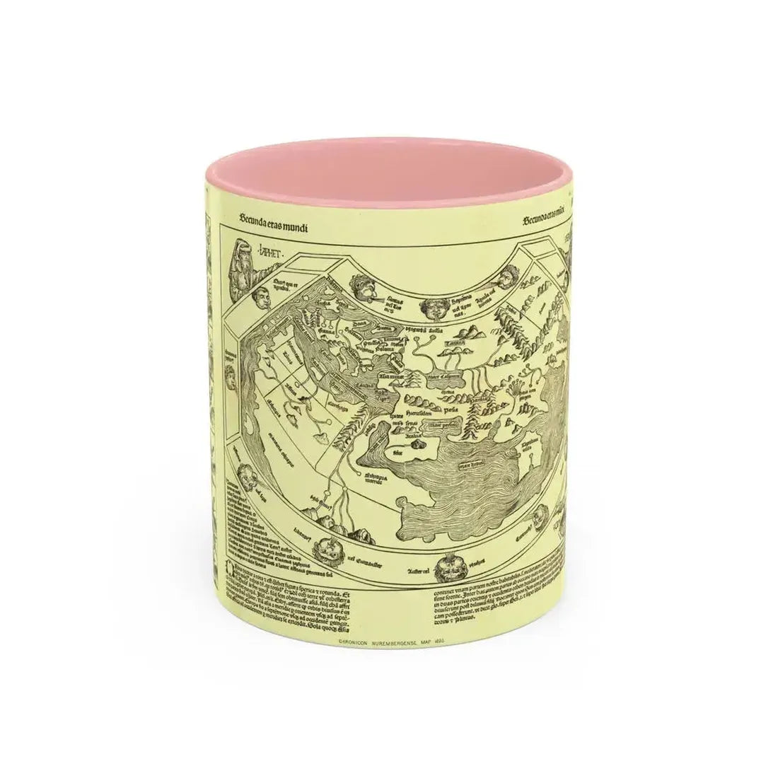 Chronicon Nurembergense Map (1493) (Map) Accent Coffee Mug 11oz Pink - Go Mug Yourself