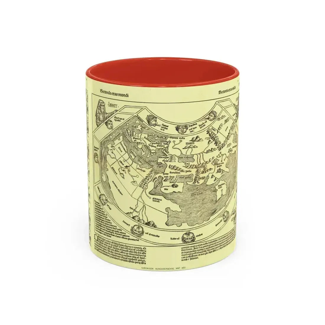 Chronicon Nurembergense Map (1493) (Map) Accent Coffee Mug 11oz Red - Go Mug Yourself