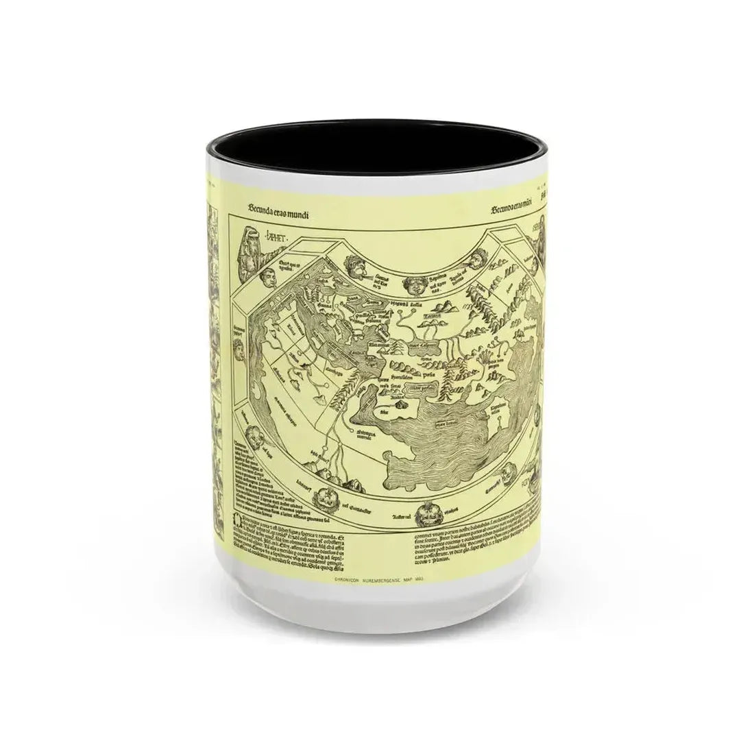 Chronicon Nurembergense Map (1493) (Map) Accent Coffee Mug 15oz Black - Go Mug Yourself