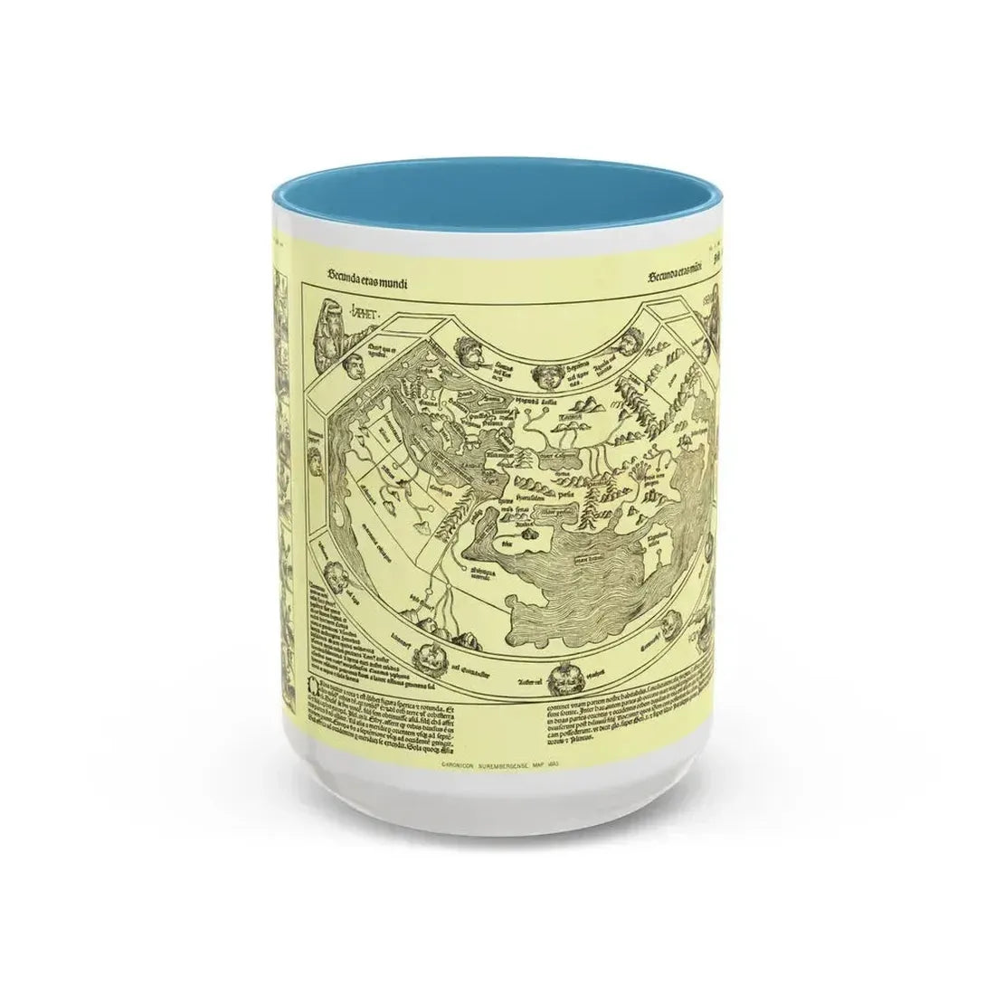Chronicon Nurembergense Map (1493) (Map) Accent Coffee Mug 15oz Light Blue - Go Mug Yourself