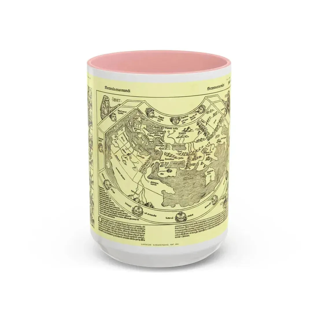 Chronicon Nurembergense Map (1493) (Map) Accent Coffee Mug 15oz Pink - Go Mug Yourself