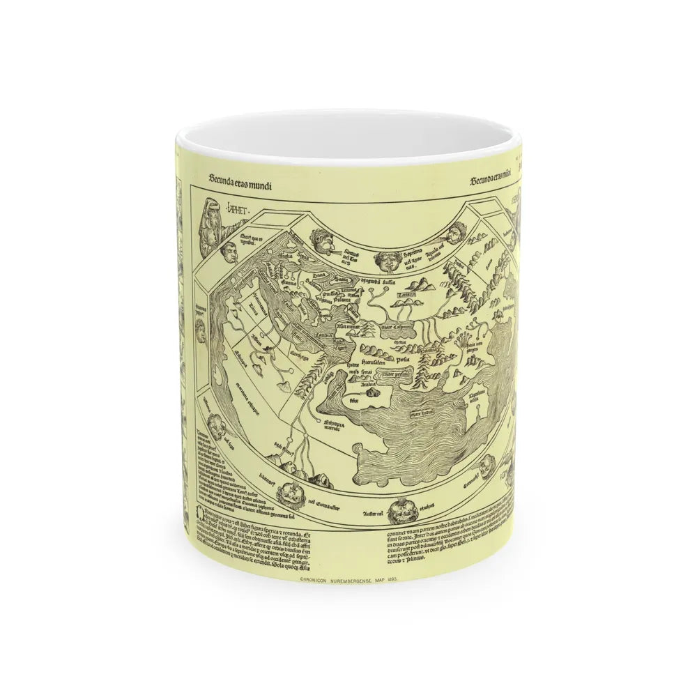 Chronicon Nurembergense Map (1493) (Map) White Coffee Mug-11oz-Go Mug Yourself