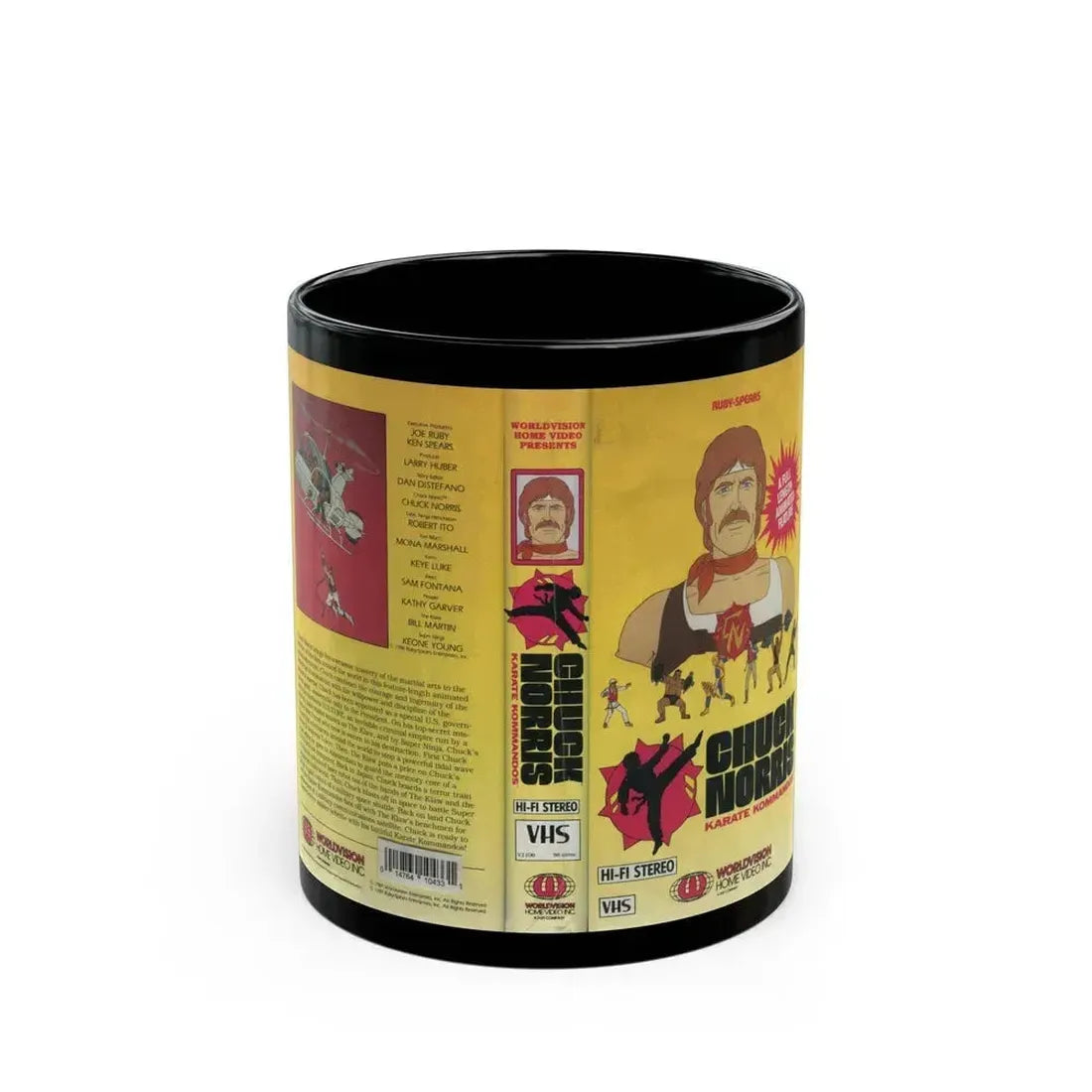 CHUCK NORRIS KARATE KOMMANDOS (VHS COVER) - Black Coffee Mug 11oz - Go Mug Yourself