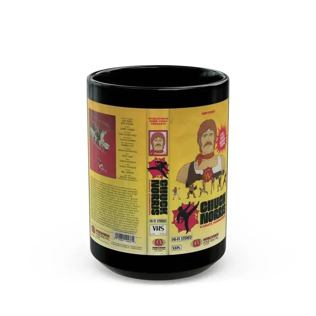 CHUCK NORRIS KARATE KOMMANDOS (VHS COVER) - Black Coffee Mug 15oz - Go Mug Yourself