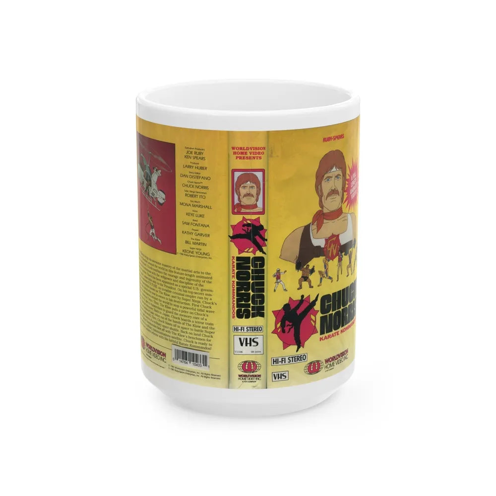 CHUCK NORRIS KARATE KOMMANDOS (VHS COVER) - White Coffee Mug-15oz-Go Mug Yourself