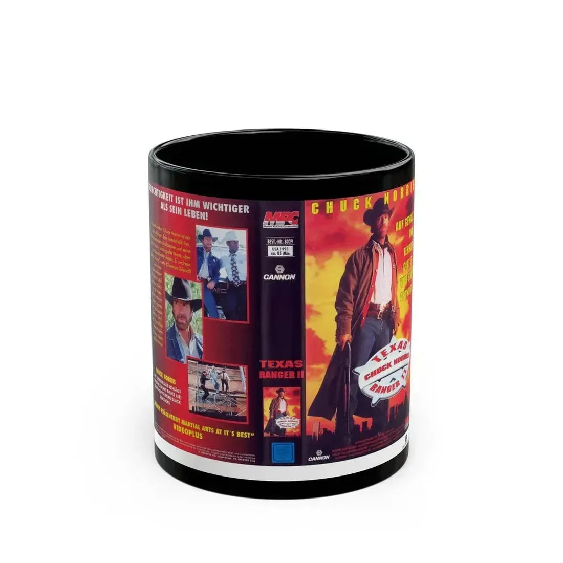 CHUCK NORRIS TEXAS RANGER 2 (VHS COVER) - Black Coffee Mug 11oz - Go Mug Yourself