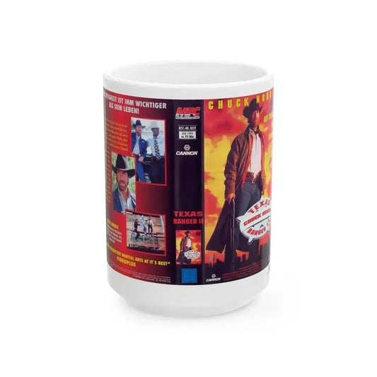 CHUCK NORRIS TEXAS RANGER 2 (VHS COVER) - White Coffee Mug 15oz - Go Mug Yourself