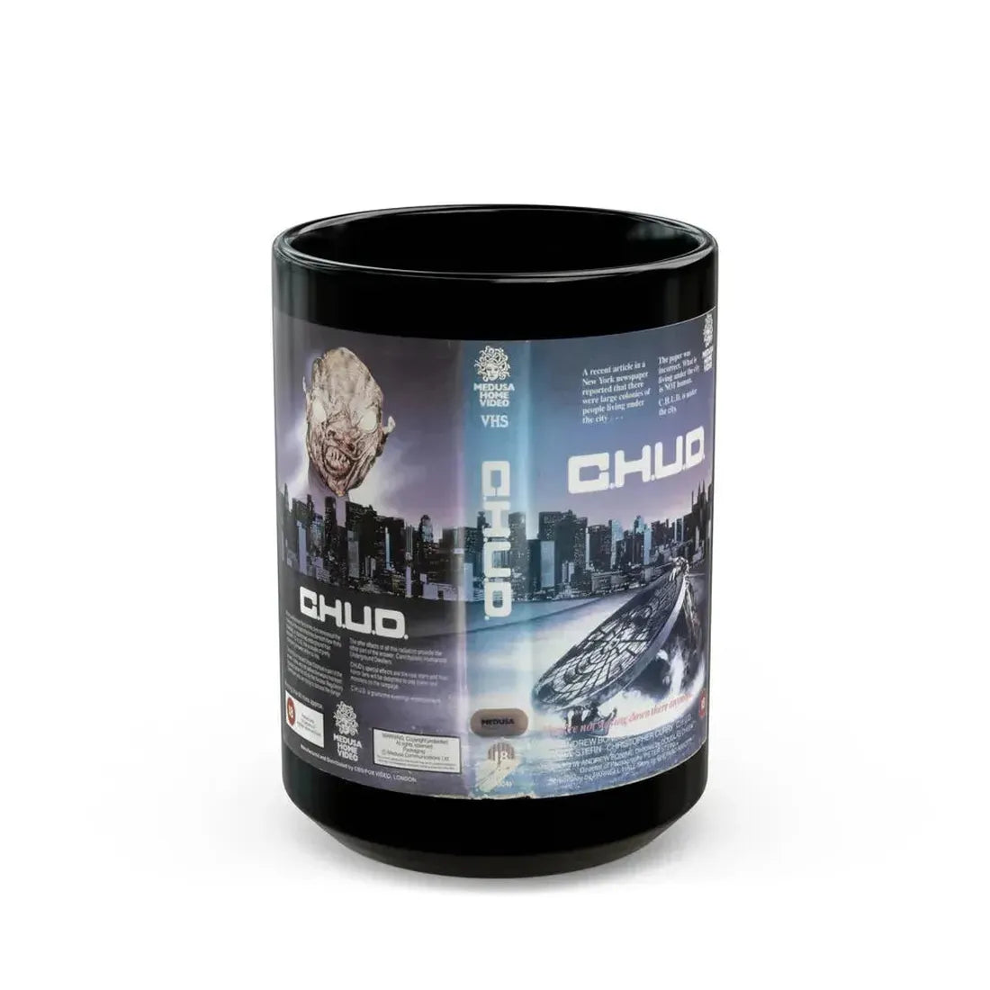 CHUD MEDUSA HOME VIDEO HORROR (VHS COVER) - Black Coffee Mug 15oz - Go Mug Yourself