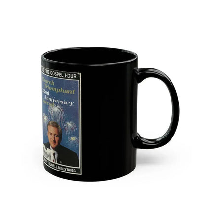 CHURCH TRIUMPHANT 32ND ANNIVERSARY SPECIAL OLD TIME GOSPEL HOUR JERRY FALWELL MINISTRIES (VHS COVER) - Black Coffee Mug - Go Mug Yourself