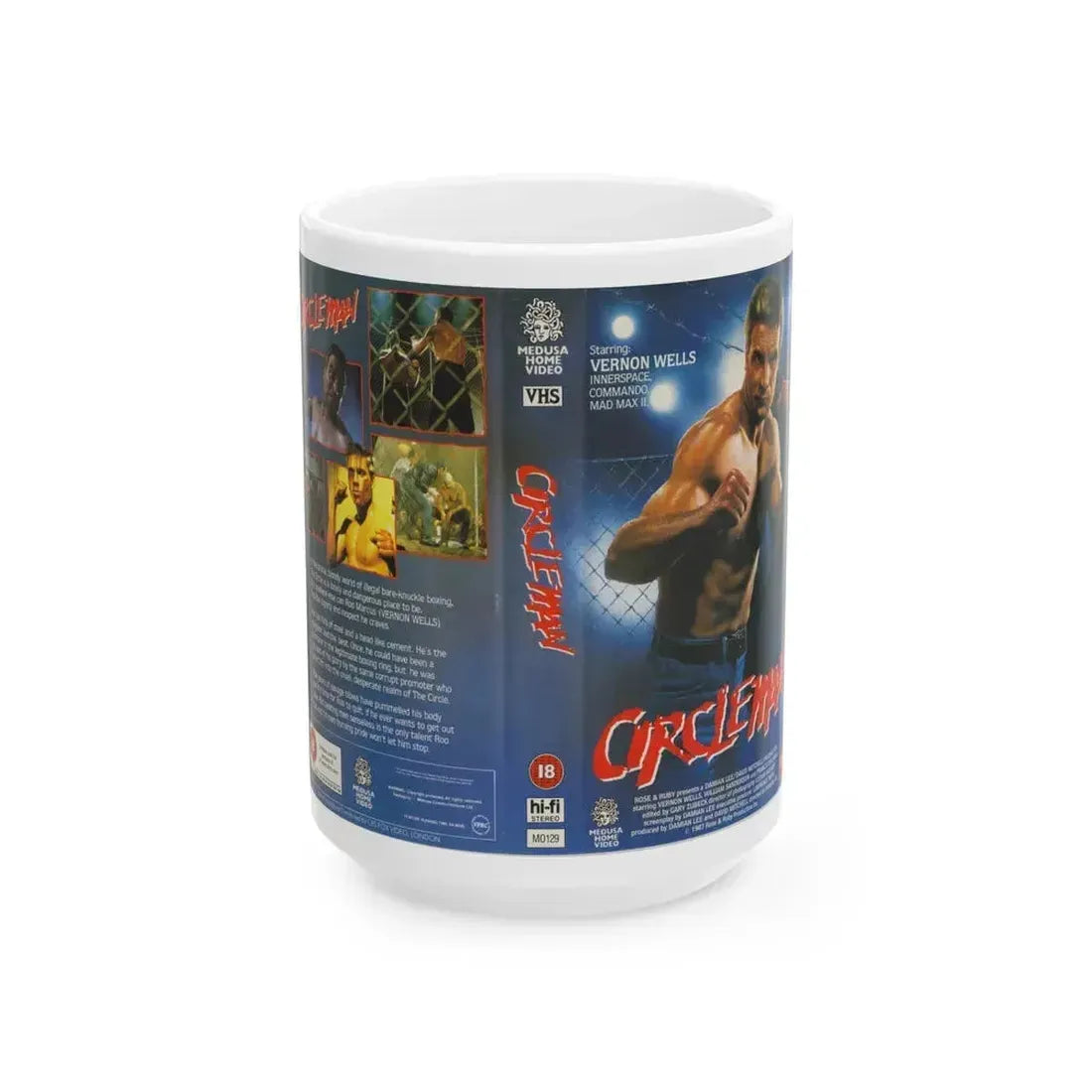 CIRCLE MAN MEDUSA HOME VIDEO (VHS COVER) - White Coffee Mug 15oz - Go Mug Yourself