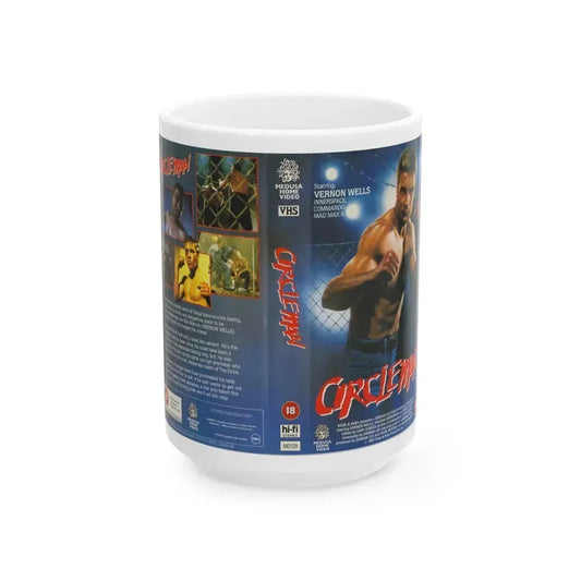 CIRCLE MAN MEDUSA HOME VIDEO (VHS COVER) - White Coffee Mug 15oz - Go Mug Yourself