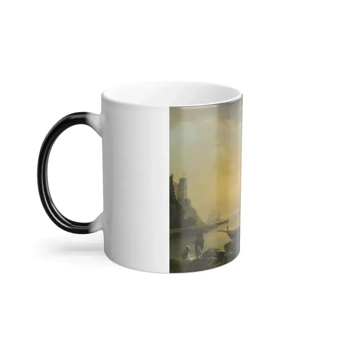 Circle of Claude-Joseph Vernet - A Mediterranean Harbor scene with Figures on the Shore, and Fishermen L-0 - Color Changing Mug 11oz - Go Mug Yourself