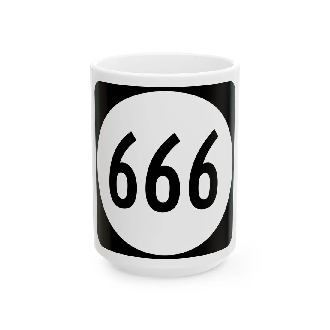 Circle sign 666 Virginia (Virginia) (Road Sign) White Coffee Mug 15oz - Go Mug Yourself