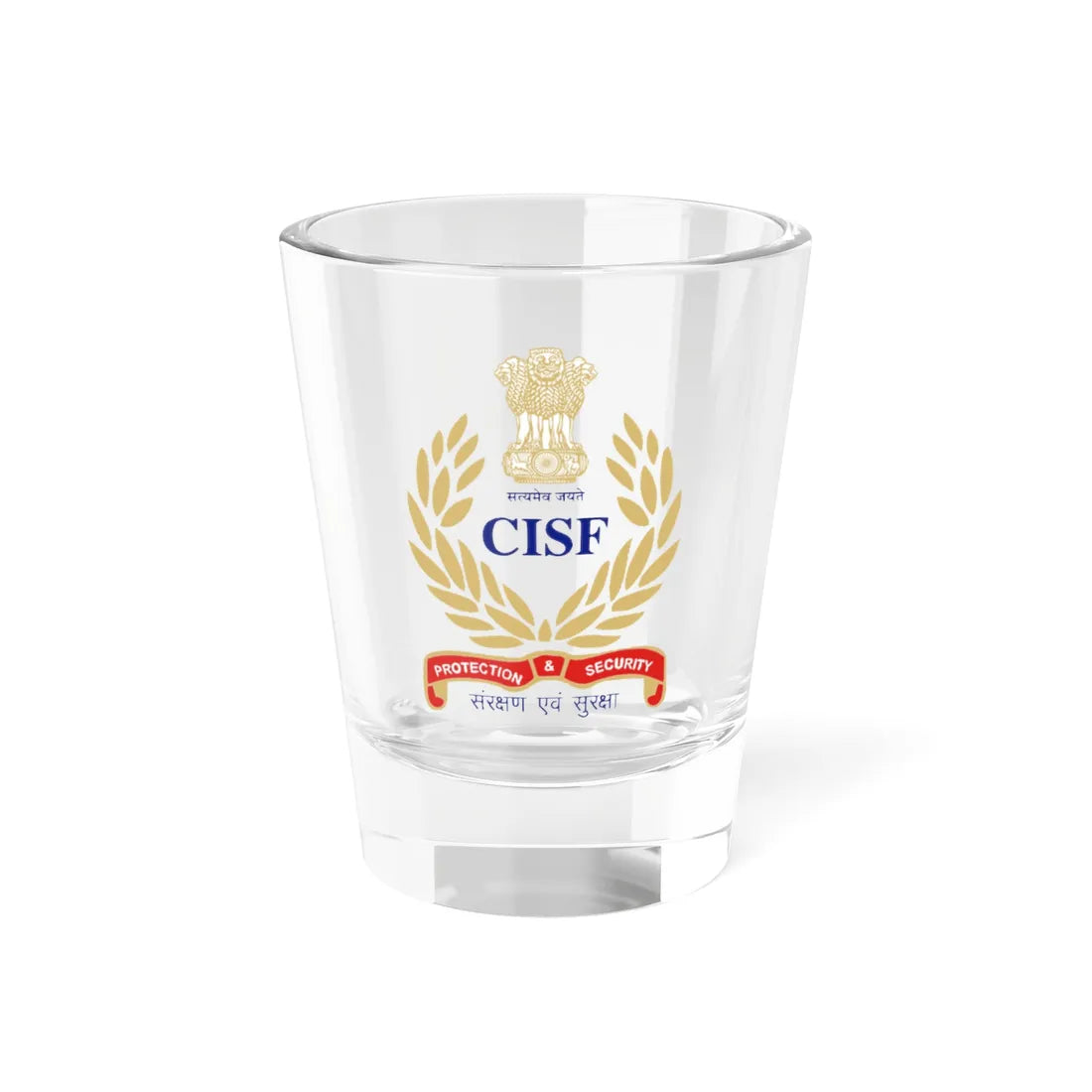 CISF LOGO (India) (Coat of Arms) Shot Glass 1.5oz 1.5oz - Go Mug Yourself