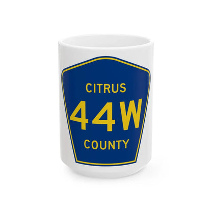 Citrus County 44W (Florida) (Road Sign) White Coffee Mug 15oz - Go Mug Yourself