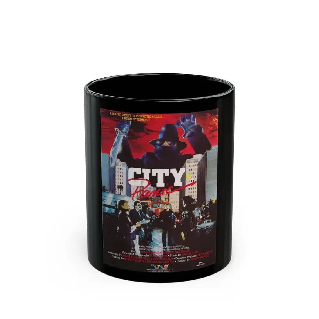 CITY IN PANIC 1986 Movie Poster - Black Coffee Mug 11oz - Go Mug Yourself