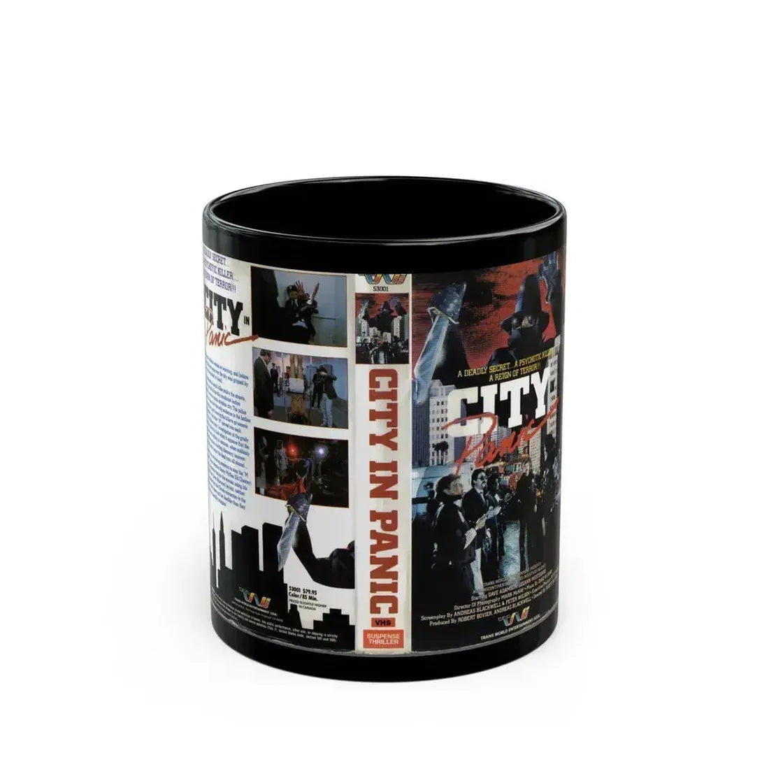 CITY IN PANIC (VHS COVER) - Black Coffee Mug 11oz - Go Mug Yourself