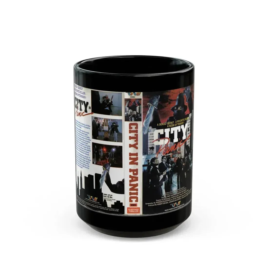 CITY IN PANIC (VHS COVER) - Black Coffee Mug 15oz - Go Mug Yourself