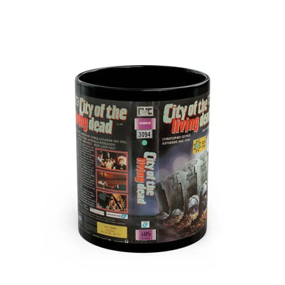 CITY OF THE LIVING DEAD CHRISTOPHER GEORGE (VHS COVER) - Black Coffee Mug 11oz - Go Mug Yourself