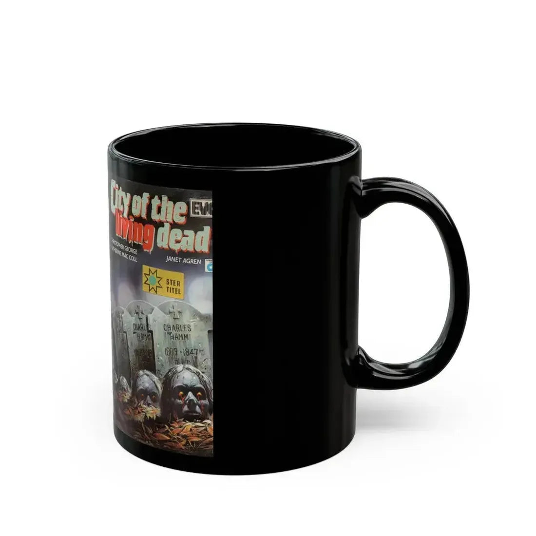 CITY OF THE LIVING DEAD CHRISTOPHER GEORGE (VHS COVER) - Black Coffee Mug - Go Mug Yourself