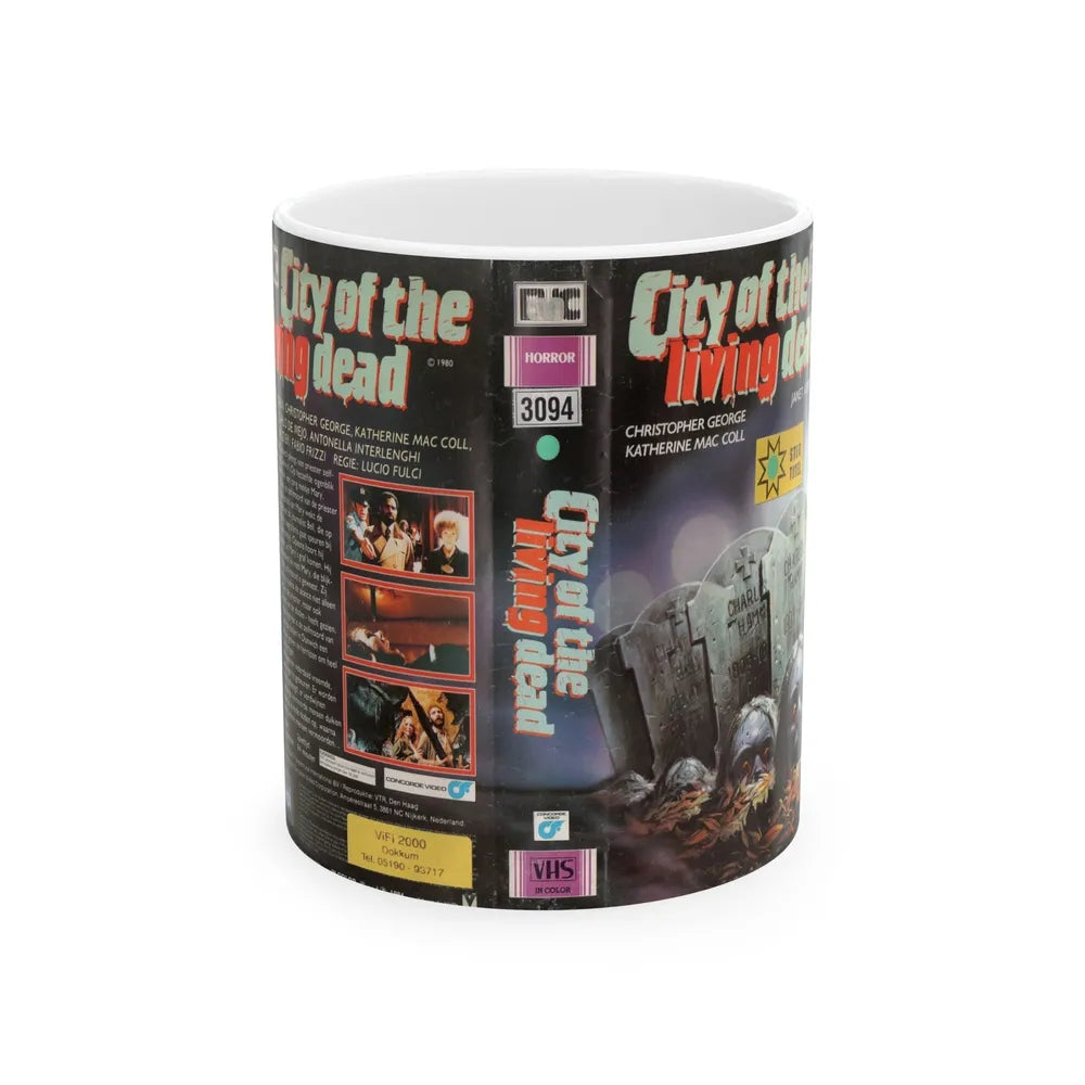 CITY OF THE LIVING DEAD CHRISTOPHER GEORGE (VHS COVER) - White Coffee Mug-11oz-Go Mug Yourself