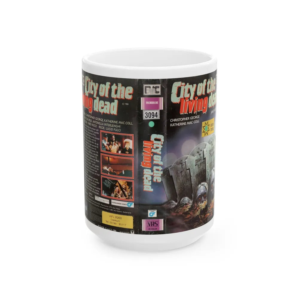 CITY OF THE LIVING DEAD CHRISTOPHER GEORGE (VHS COVER) - White Coffee Mug-15oz-Go Mug Yourself