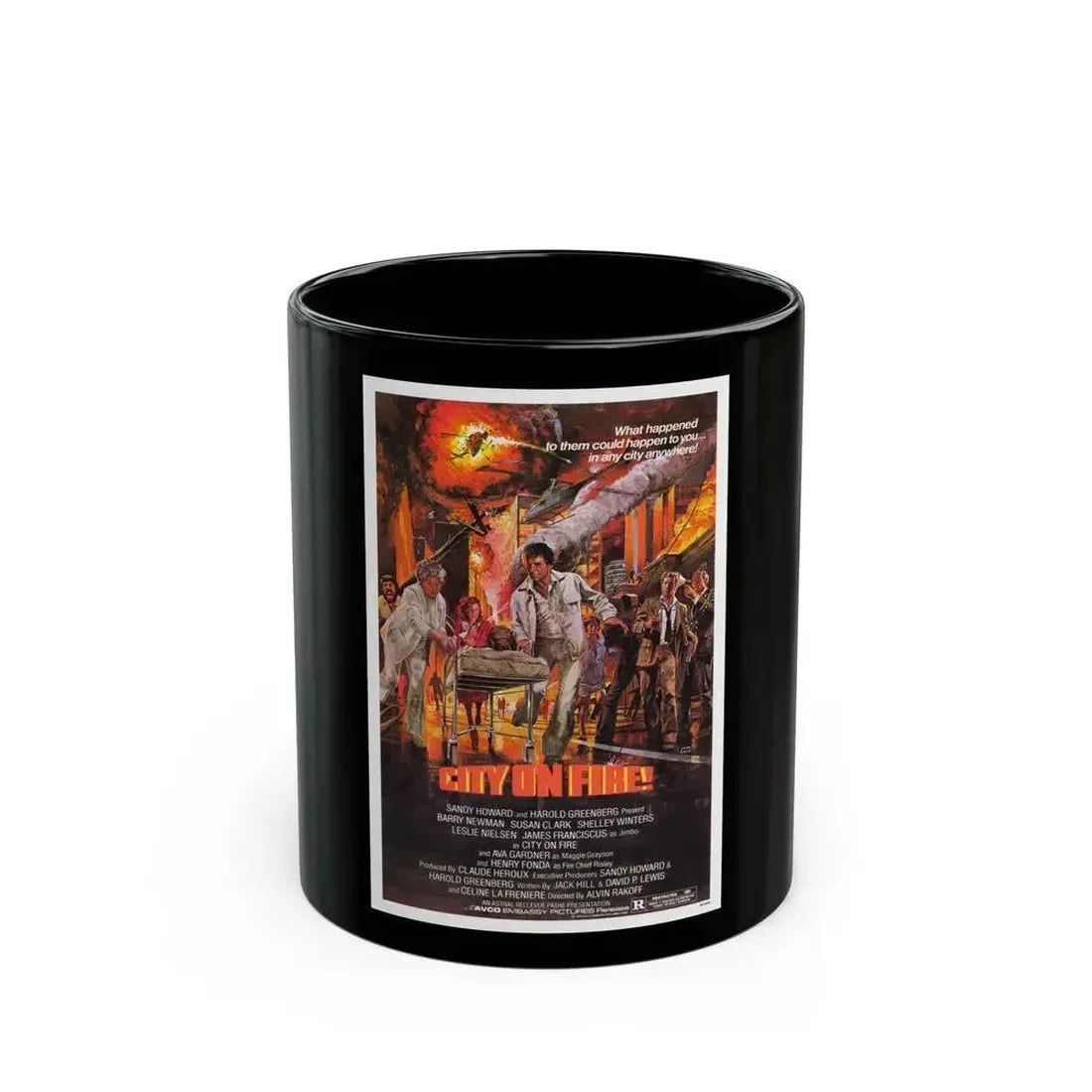 CITY ON FIRE 1979 Movie Poster - Black Coffee Mug 11oz - Go Mug Yourself
