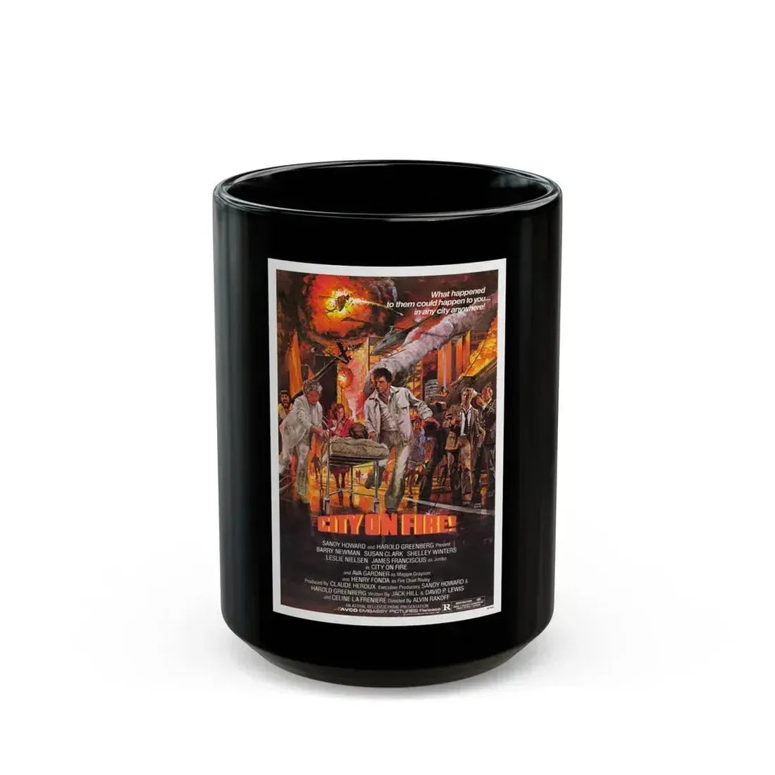 CITY ON FIRE 1979 Movie Poster - Black Coffee Mug 15oz - Go Mug Yourself