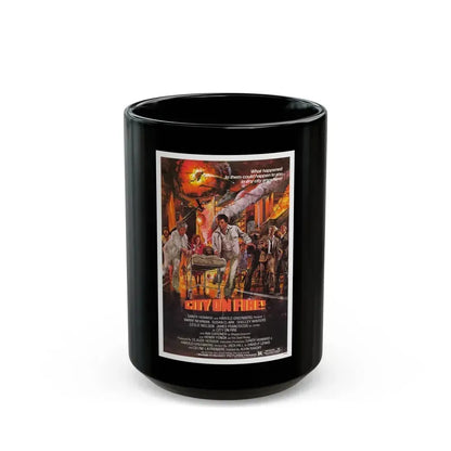 CITY ON FIRE 1979 Movie Poster - Black Coffee Mug 15oz - Go Mug Yourself