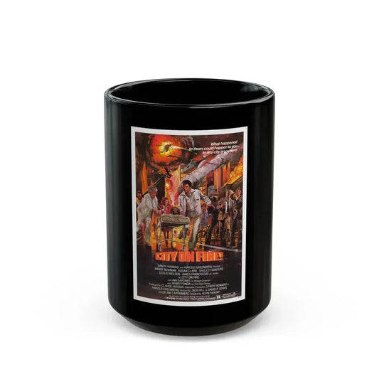 CITY ON FIRE 1979 Movie Poster - Black Coffee Mug 15oz - Go Mug Yourself