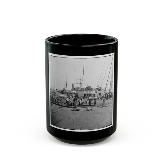 City Point, Va. African Americans Unloading Vessels At Landing (U.S. Civil War) Black Coffee Mug 15oz - Go Mug Yourself