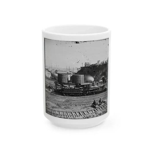 City Point, Va. Another Locomotive At The Same Point (U.S. Civil War) White Coffee Mug 15oz - Go Mug Yourself