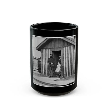 City Point, Va. Brig. Gen. John A. Rawlins, Chief Of Staff, With Wife And Child At Door Of Their Quarters (U.S. Civil War) Black Coffee Mug 15oz - Go Mug Yourself