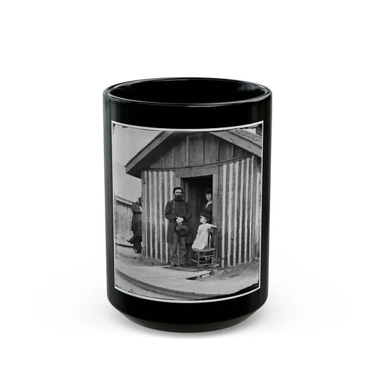 City Point, Va. Brig. Gen. John A. Rawlins, Chief Of Staff, With Wife And Child At Door Of Their Quarters (U.S. Civil War) Black Coffee Mug 15oz - Go Mug Yourself