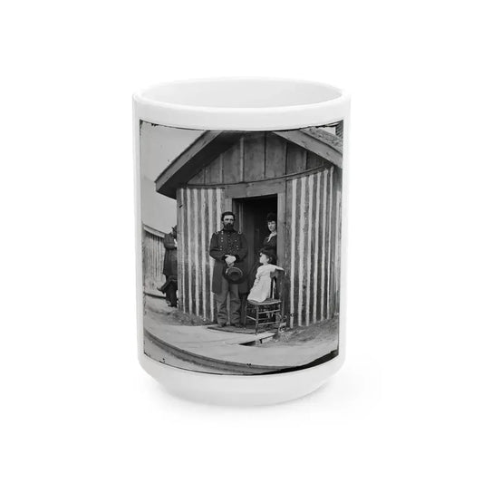 City Point, Va. Brig. Gen. John A. Rawlins, Chief Of Staff, With Wife And Child At Door Of Their Quarters (U.S. Civil War) White Coffee Mug 15oz - Go Mug Yourself