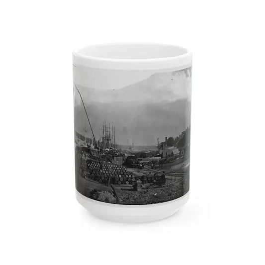 City Point, Va. Federal Supplies Deposited On The Landing (U.S. Civil War) White Coffee Mug 15oz - Go Mug Yourself