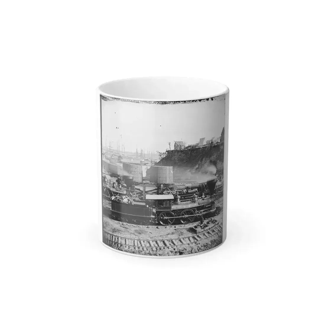 City Point, Va.  Gen. J. C. Robinson  and Other Locomotives of the U.S. Military Railroad (U.S. Civil War) Color Changing Coffee Mug 11oz Default Title 11oz - Go Mug Yourself