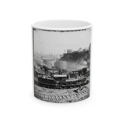 City Point, Va.  Gen. J. C. Robinson  And Other Locomotives Of The U.S. Military Railroad (U.S. Civil War) White Coffee Mug 11oz - Go Mug Yourself