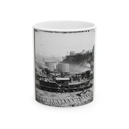 City Point, Va.  Gen. J. C. Robinson  And Other Locomotives Of The U.S. Military Railroad (U.S. Civil War) White Coffee Mug 11oz - Go Mug Yourself