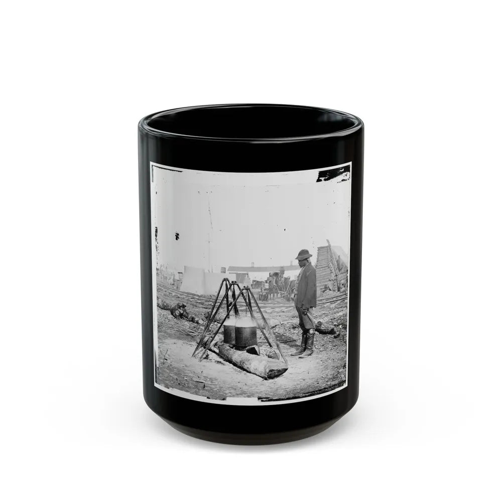 City Point, Va. African American Army Cook At Work (U.S. Civil War) Black Coffee Mug-15oz-Go Mug Yourself