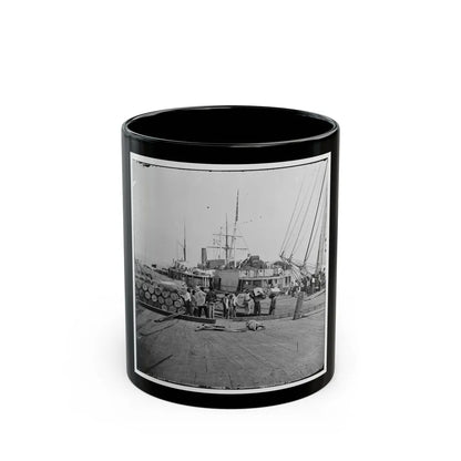 City Point, Va. African Americans Unloading Vessels At Landing (U.S. Civil War) Black Coffee Mug-11oz-Go Mug Yourself