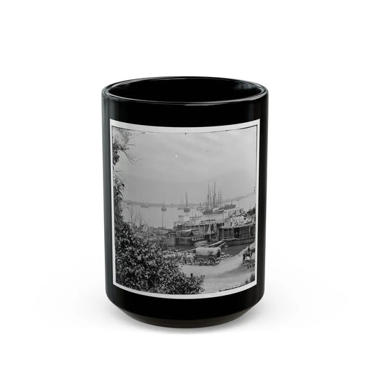 City Point, Va. View Of Waterfront With Federal Supply Boats (U.S. Civil War) Black Coffee Mug-15oz-Go Mug Yourself