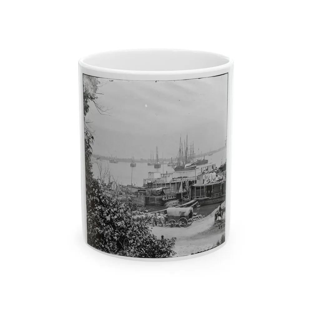 City Point, Va. View Of Waterfront With Federal Supply Boats (U.S. Civil War) White Coffee Mug-11oz-Go Mug Yourself