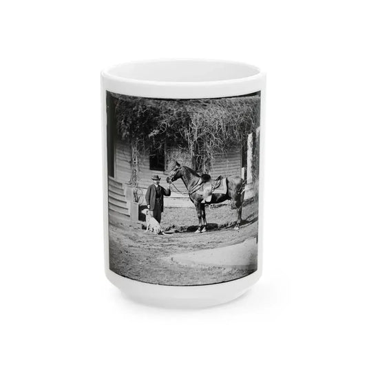City Point, Virginia. Gen. Rufus Ingalls' Horse And Dog (U.S. Civil War) White Coffee Mug 15oz - Go Mug Yourself
