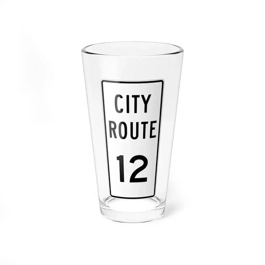 City Route 12 Fremont Ohio (Ohio) (Road Sign) Pint Glass 16oz 16oz - Go Mug Yourself