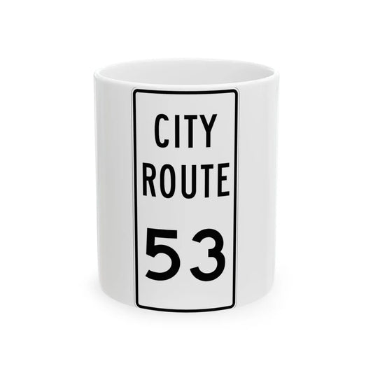 City Route 53 Fremont Ohio (Ohio) (Road Sign) White Coffee Mug 11oz - Go Mug Yourself